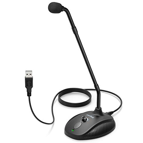 Amazon Computer Microphone,Fifine Desktop Gooseneck Microphone,Mute Button with LED Indicator,USB Microphone for Windows and Mac Ideal for Gaming Streaming YouTube Podcast-K052