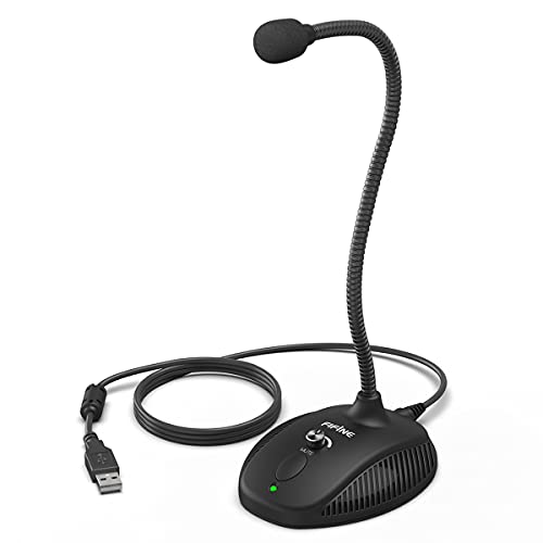 Amazon FIFINE Computer Microphone USB Gooseneck Microphone with Volume Control,Mute Button and LED Indicator Ideal Desktop/Laptop Microphone for Zoom, Conference Calls, Voice Recording, Gaming, Podcast-K054