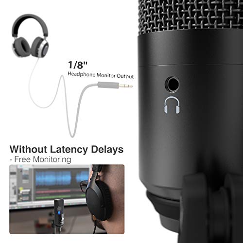 Amazon Fifine Podcast Microphone USB with Headphone Monitoring 3.5mm Jack and Pluggable USB Connectivity Cable for Computer,PC,Mac/Windows,Recording Voice Over, Streaming Twitch/Gaming/YouTube/Discord-K670B