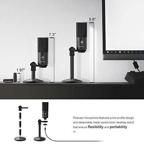Amazon Fifine USB Microphone with Headphone Monitoring 3.5mm Jack and Pluggable USB Connectivity Cable for Computer,Mac/Windows,Recording Podcast,Voice Over, Streaming Twitch/Gaming/YouTube/Discord-K670B