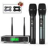 Amazon Fifine Wireless Microphone System, Two Handheld Dynamic Cordless Mic and Dual Channel Receiver, 50 Selectable UHF Frequency for Karaoke Singing Party,Church,DJ,Wedding,School Presentation.(K040)