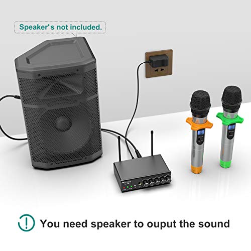 Amazon Fifine UHF Dual Channel Wireless Handheld Microphone, Easy-to-use Karaoke Wireless Microphone System-K036