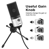 Amazon FIFINE USB Microphone for Zoom Video Meeting Online Class on PC Computer, Metal Condenser Desktop Mic with Gain Control for Windows and Mac, Silver - K669S
