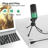 Amazon FIFINE USB Gaming Microphone for PC Desktop, PS4 and Mac, Gain Control, External Condenser Computer Mic for Streaming, Podcasting, Twitch, Discord, Green - K669G