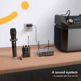 Amazon FIFINE Wireless Microphone System with Lavalier Lapel & Handheld Mic, Dual Cordless Mics, Selectable UHF Frequency, Extra Mic Input, Audio Input, for Church Wedding Presentation Performance DJ-K036A