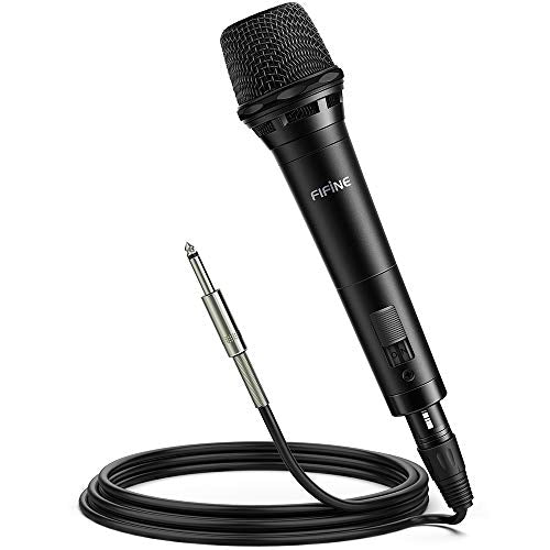 Amazon Fifine Dynamic Vocal Microphone Cardioid Handheld Microphone with On and Off Switch for Karaoke, Live Vocal, Speech etc. Includes 19ft XLR to Quarter Inch Cable-K8
