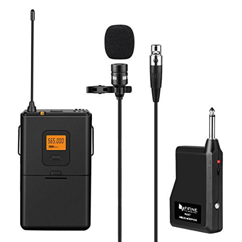 Amazon FIFINE 20-Channel UHF Wireless Lavalier Lapel Microphone System with Bodypack Transmitter, Mini XLR Female Lapel Mic and Portable Receiver, Quarter Inch Output. Perfect for Live Performance-K037
