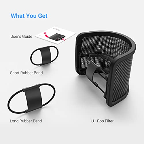 Amazon Pop Filter, FIFINE Mic Pop Screen with Metal Mesh, Compact Microphone Pop Shield Windscreen for Recording Studio, Youtube Videos, Streaming, Podcast (Black)