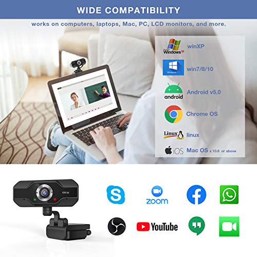 Amazon  Fifine HD Webcam 1080P, PC Web Camera for Computer Laptop Desktop, Plug & Play USB Streaming Webcam with Microphone for Video Calling Conferencing Recording Online Class-K432
