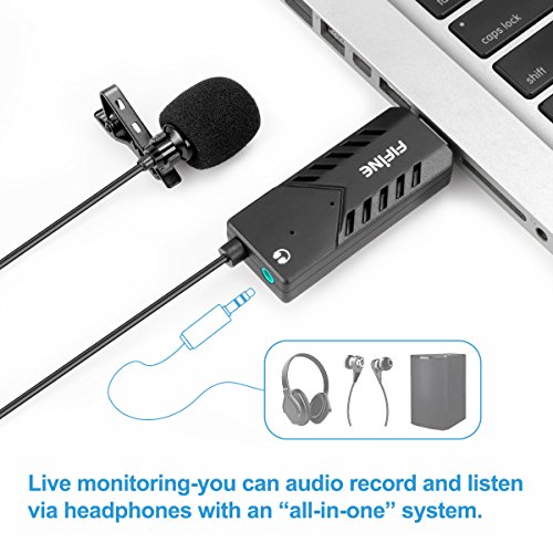 Amazon USB Lavalier Microphone,Fifine Clip-on Cardioid Condenser Computer mic Plug and Play USB Lapel Microphone with Sound Card for PC and Mac-K053
