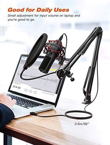 Amazon FIFINE USB Gaming Microphone Set with Flexible Boom Arm Stand Pop Filter, Plug and Play with PC Desktop Laptop Computer, Streaming Podcast Mic Kit for Home Studio (T732)