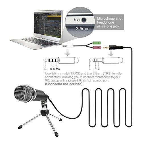 Amazon FIFINE TECHNOLOGY Microphone Condenser 3.5mm Fifine Plug and Play Microphones For Computer PC Online Chat,Omnidirectional Microphone For Skype,YouTube,Google Voice Search, Games-K667