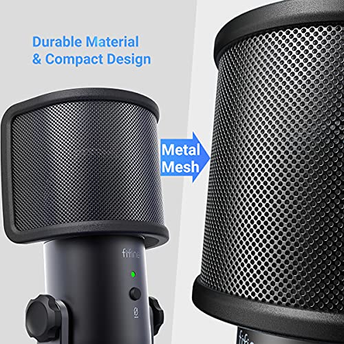 Amazon Pop Filter, FIFINE Mic Pop Screen with Metal Mesh, Compact Microphone Pop Shield Windscreen for Recording Studio, Youtube Videos, Streaming, Podcast (Black)