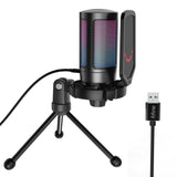 FIFINE AmpliGame USB Microphone with A Volume Dial, A Mute Button And A RGB Body for Streaming on PC/Laptop/PS Console