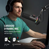 FIFINE K658 USB Dynamic Cardioid Microphone with A Live Monitoring, Gain Control, Mute Button