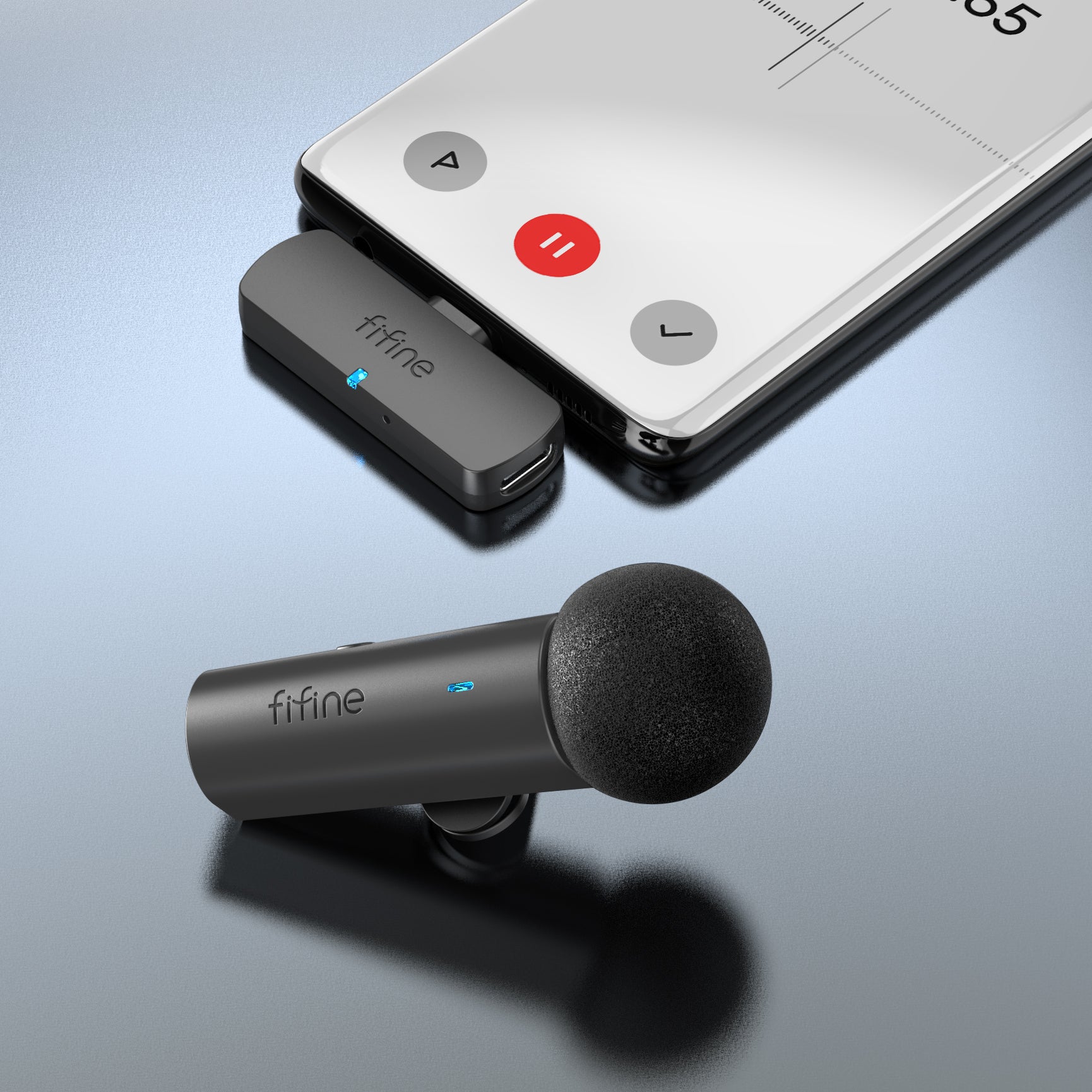 FIFINE M6 Wireless Lapel Microphone for Going Live on TikTok/Instagram, Recording vlog, Video Conferencing on USB-C Mobiles